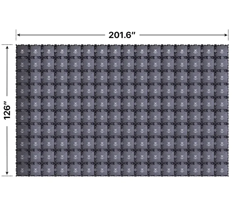 Back elevation of a 10x16 LED sign, 201.6″ wide by 126″ tall