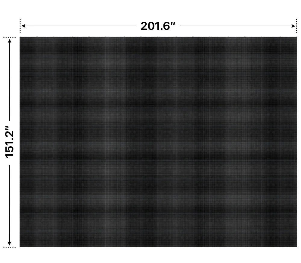 Front elevation of a 12x16 LED sign, 201.6″ wide by 151.2″ tall