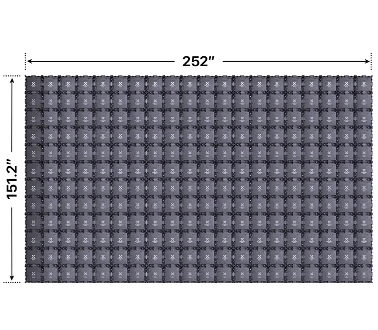 Back elevation of a 12x20 LED sign, 252″ wide by 151.2″ tall