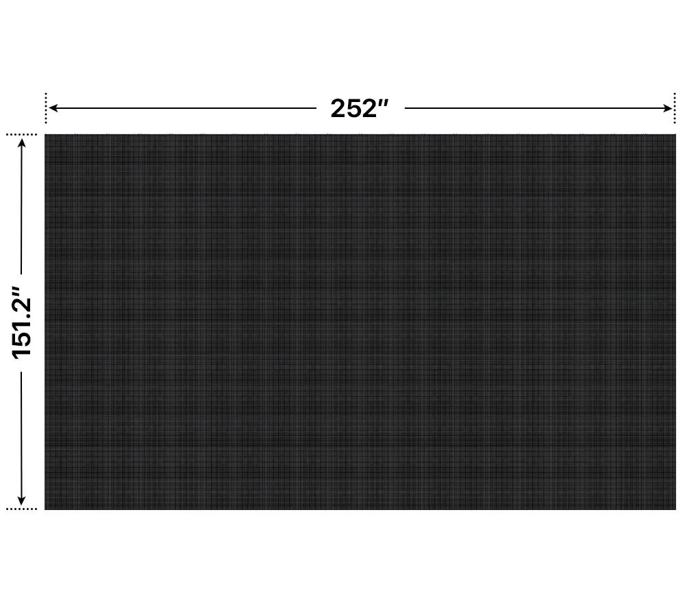 Front elevation of a 12x20 LED sign, 252″ wide by 151.2″ tall