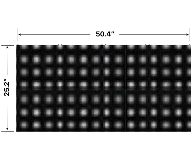 Front elevation of a 2x4 LED sign, 50.4″ wide by 25.2″ tall
