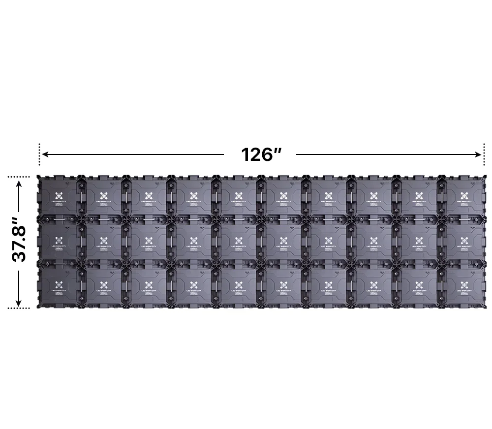 Back elevation of a 3x10 LED sign, 126″ wide by 37.8″ tall