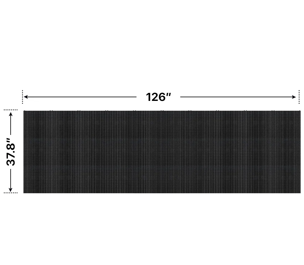 Front elevation of a 3x10 LED sign, 126″ wide by 37.8″ tall