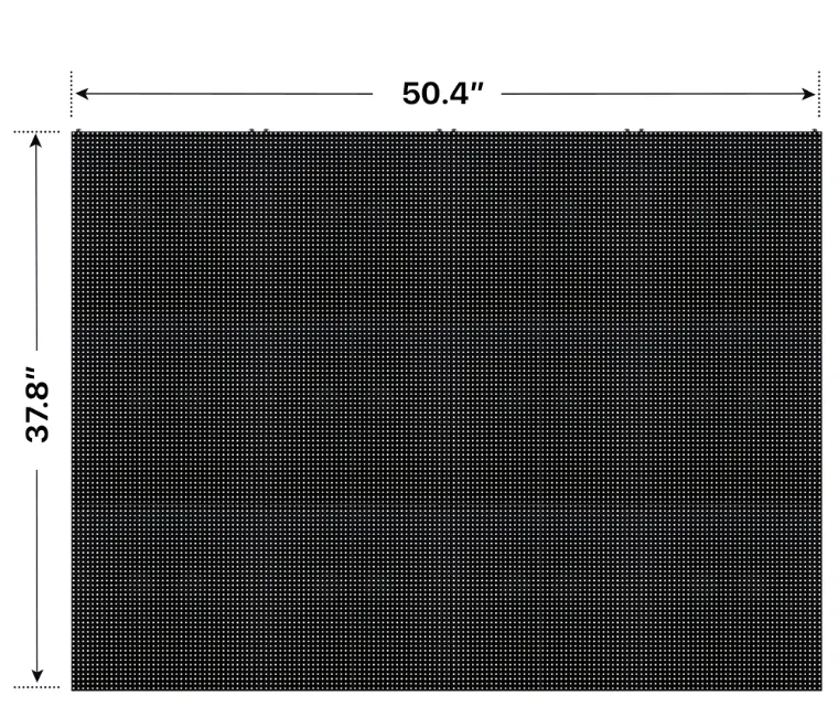 Front elevation of a 3x4 LED sign, 50.4″ wide by 37.8″ tall