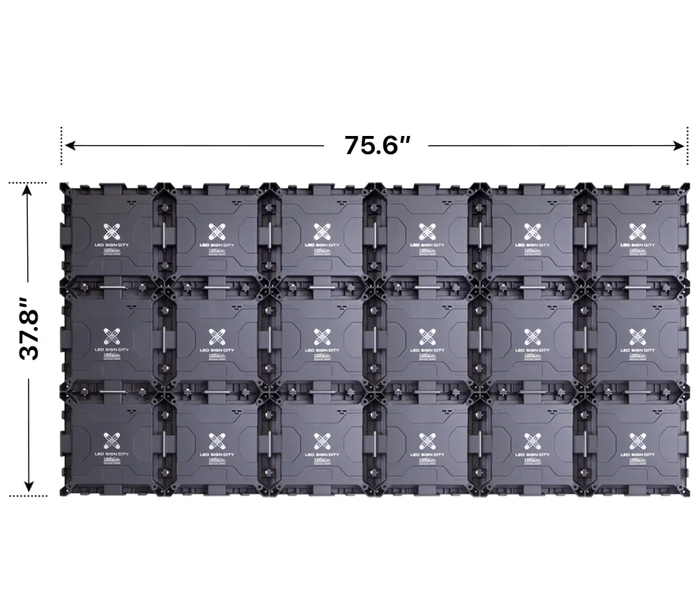 Back elevation of a 3x6 LED sign, 75.6″ wide by 37.8″ tall