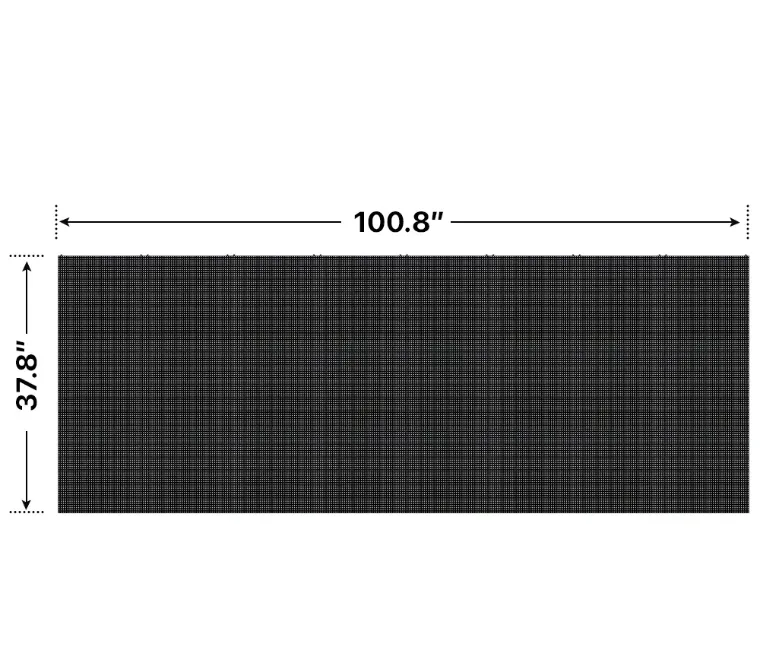 Front elevation of a 3x8 LED sign, 100.8″ wide by 37.8″ tall