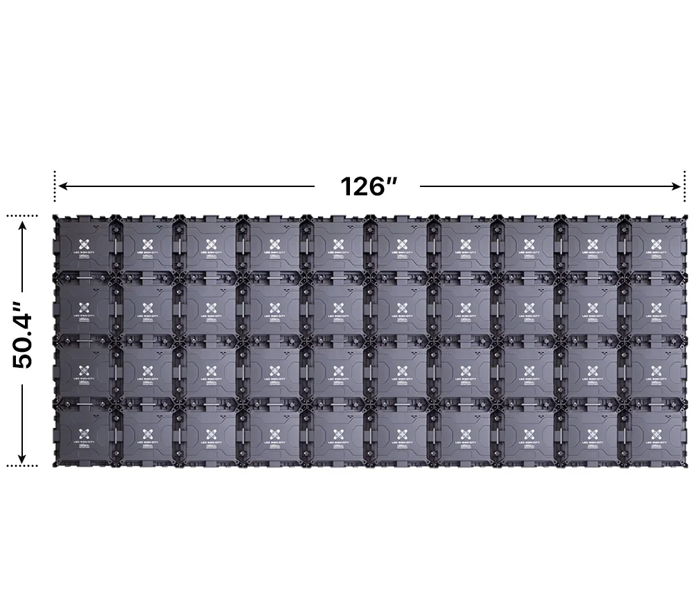 Back elevation of a 4x10 LED sign, 126″ wide by 50.4″ tall