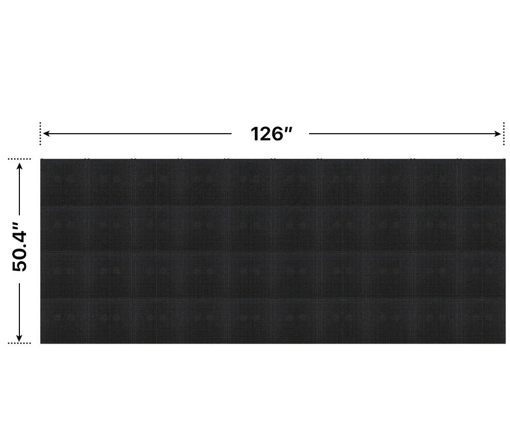 Front elevation of a 4x10 LED sign, 126″ wide by 50.4″ tall