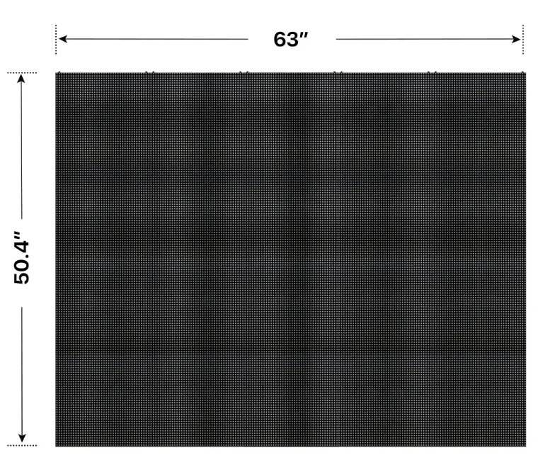 Front elevation of a 4x5 LED sign, 63″ wide by 50.4″ tall