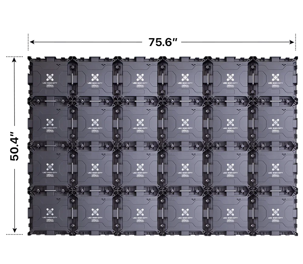 Back elevation of a 4x6 LED sign, 75.6″ wide by 50.4″ tall