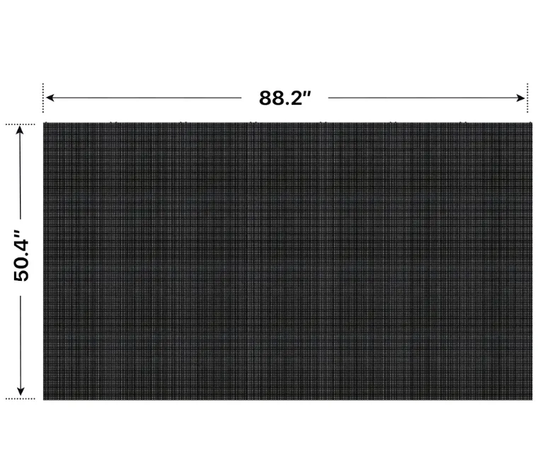 Front elevation of a 4x7 LED sign, 88.2″ wide by 50.4″ tall