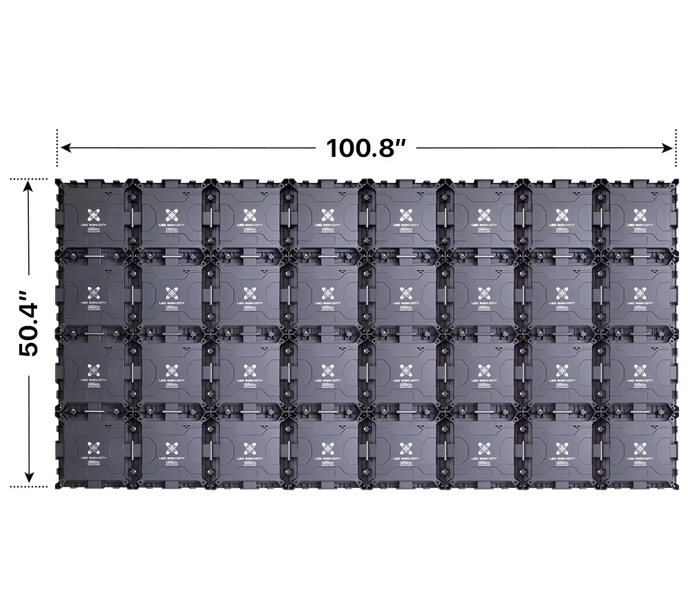 Back elevation of a 4x8 LED sign, 100.8″ wide by 50.4″ tall