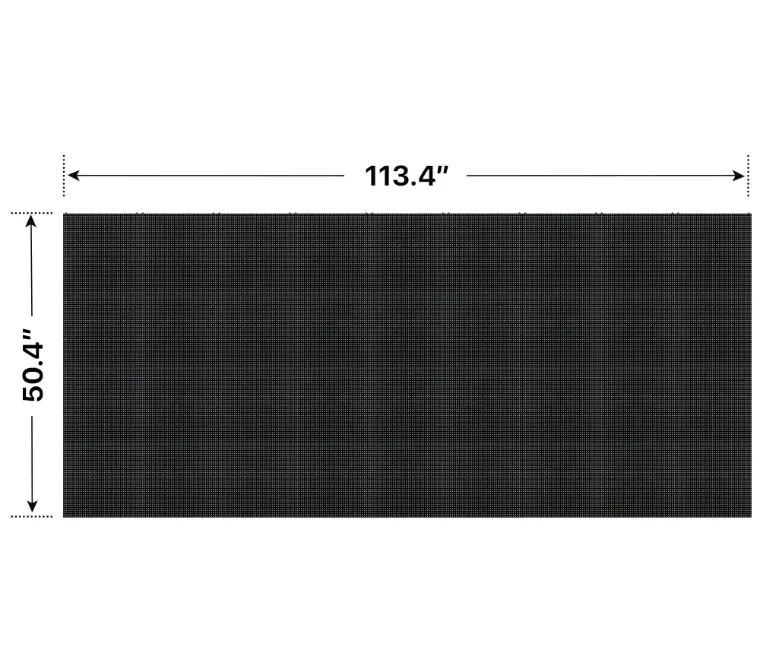 Front elevation of a 4x9 LED sign, 113.4″ wide by 50.4″ tall