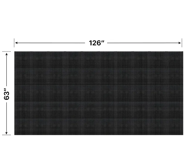 Front elevation of a 5x10 LED sign, 126″ wide by 63″ tall