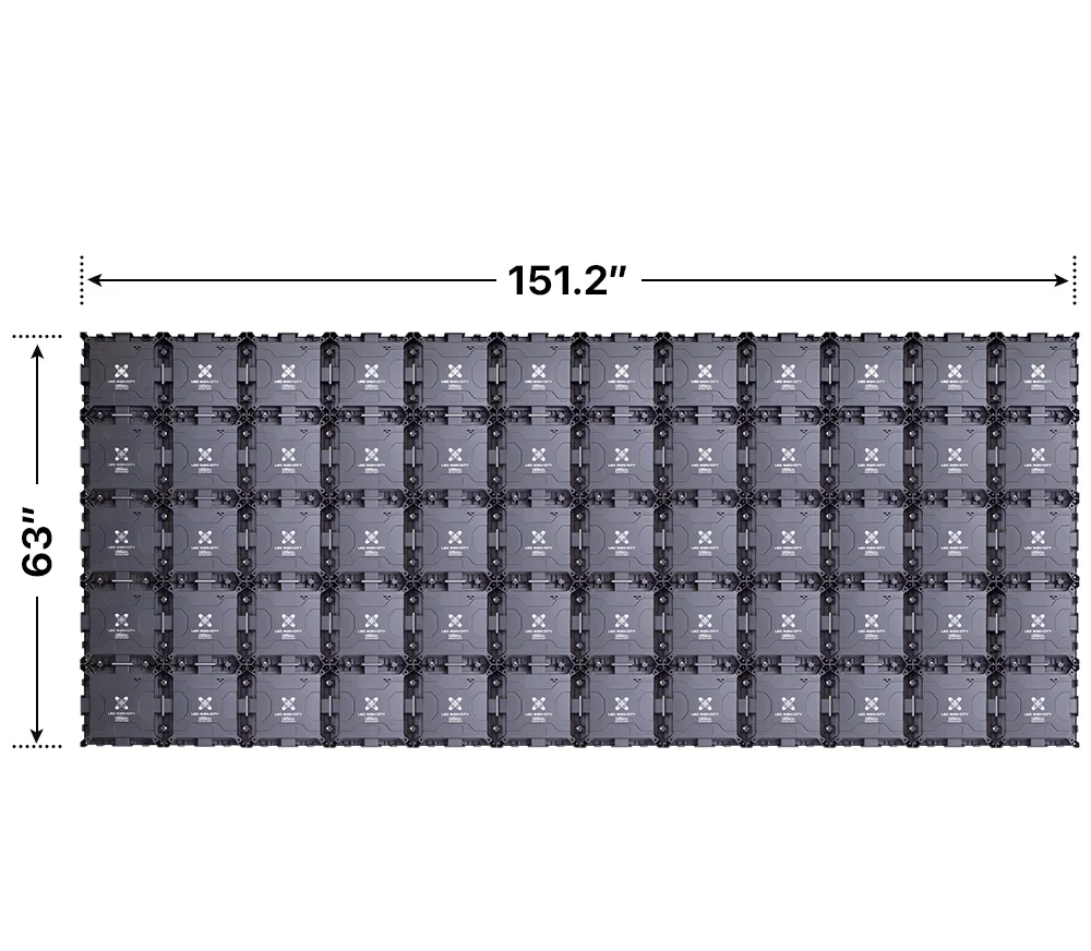 Back elevation of a 5x12 LED sign, 151.2″ wide by 63″ tall