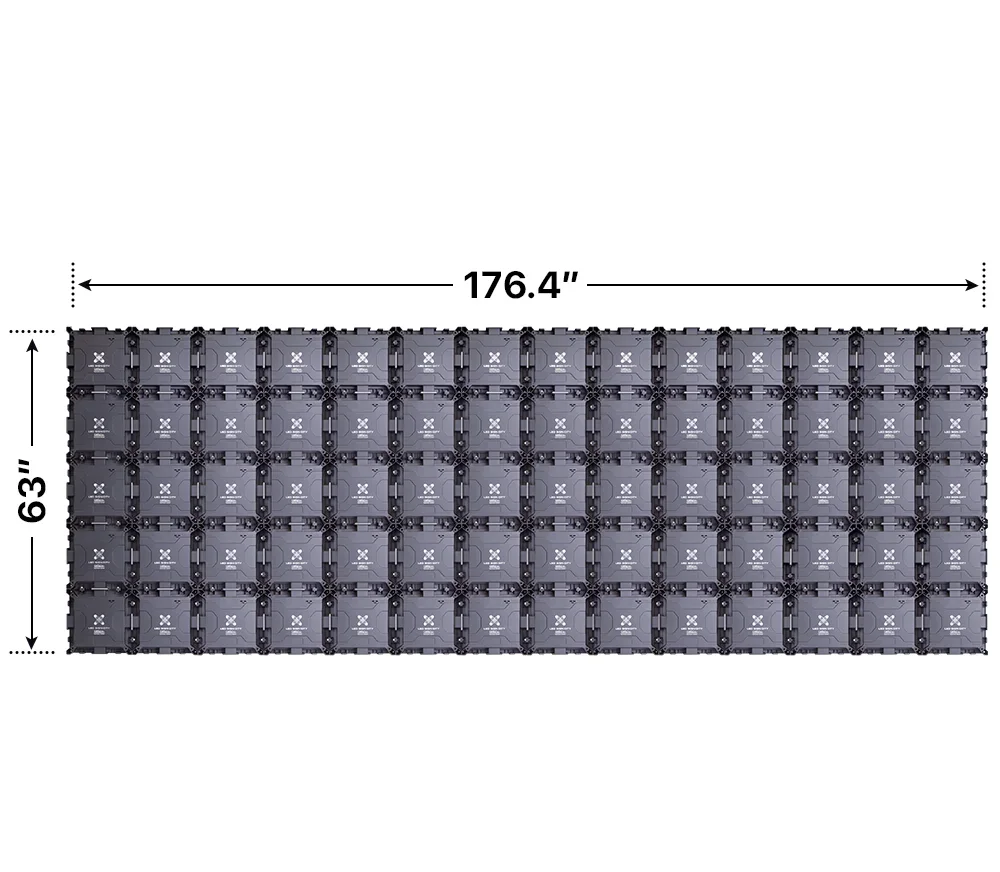 Back elevation of a 5x14 LED sign, 176.4″ wide by 63″ tall