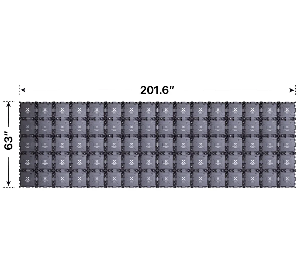 Back elevation of a 5x16 LED sign, 201.6″ wide by 63″ tall