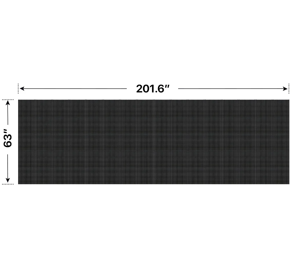 Front elevation of a 5x16 LED sign, 201.6″ wide by 63″ tall