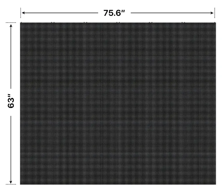 Front elevation of a 5x6 LED sign, 75.6″ wide by 63″ tall