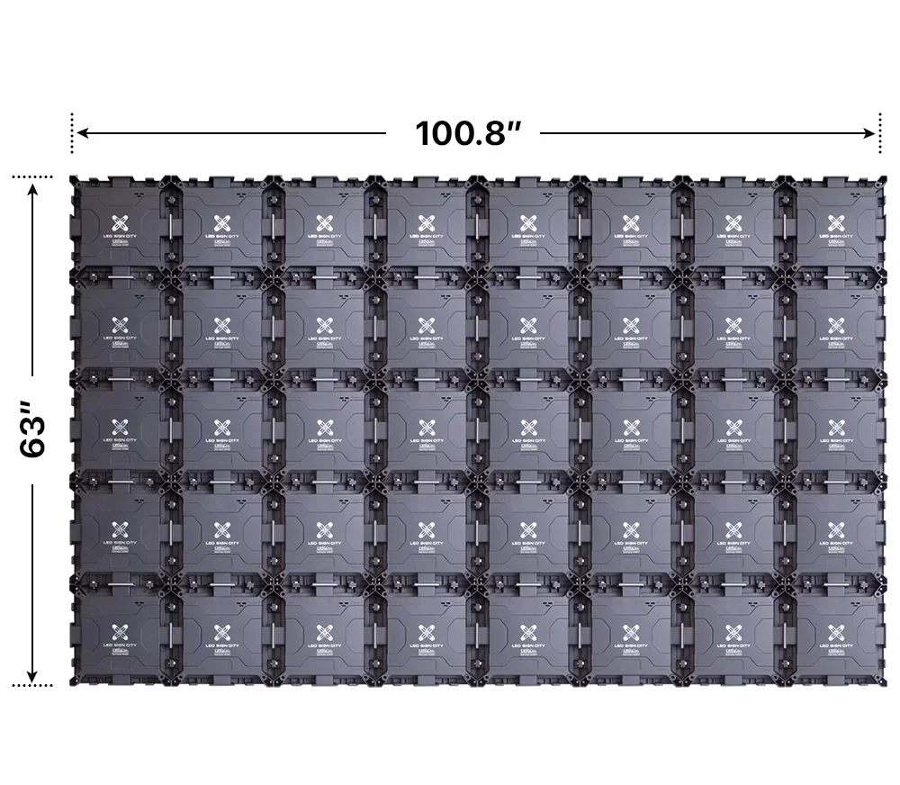 Back elevation of a 5x8 LED sign, 100.8″ wide by 63″ tall