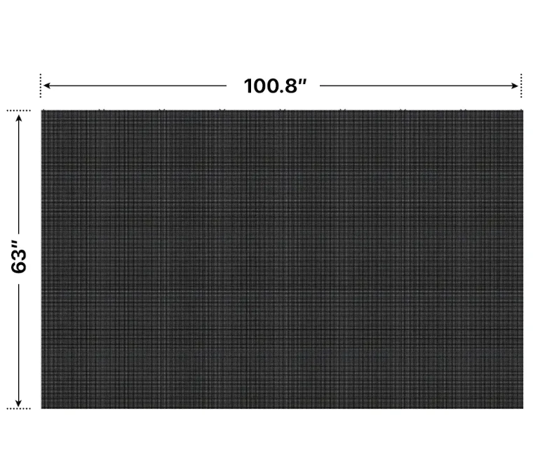 Front elevation of a 5x8 LED sign, 100.8″ wide by 63″ tall