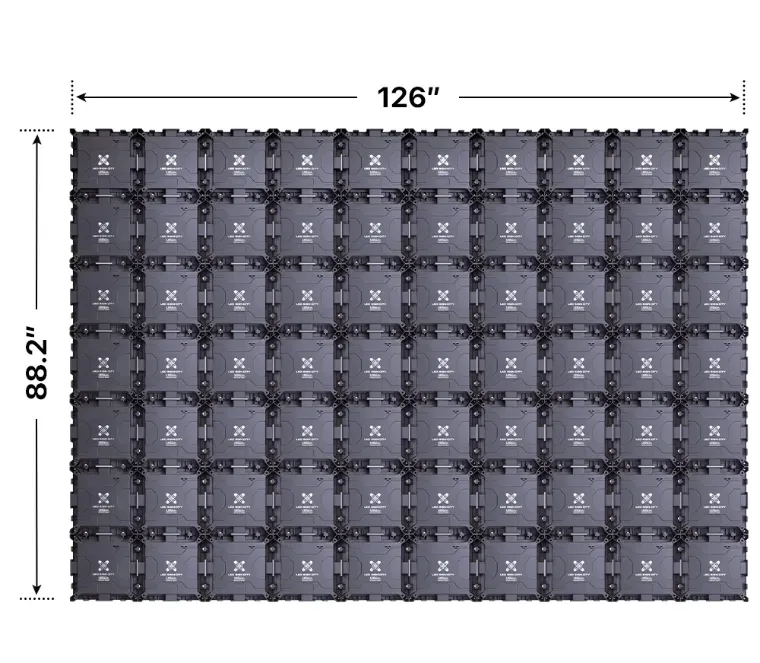 Back elevation of a 7x10 LED sign, 126″ wide by 88.2″ tall