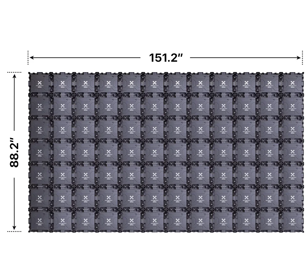 Back elevation of a 7x12 LED sign, 151.2″ wide by 88.2″ tall
