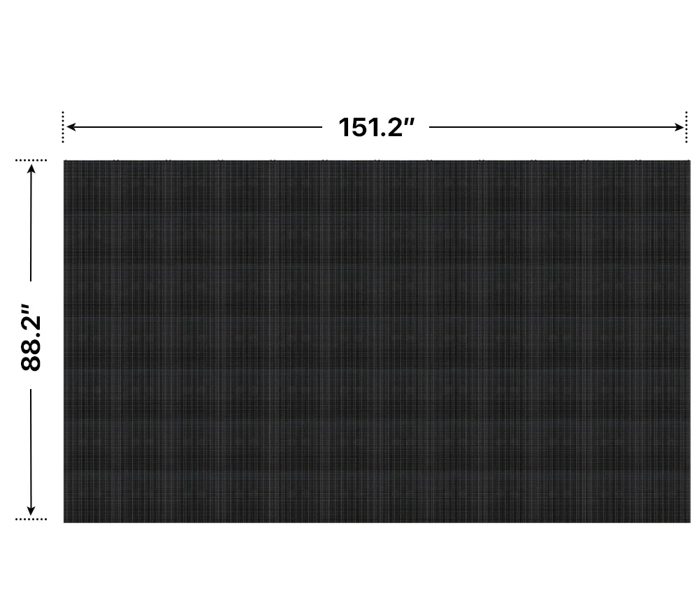 Front elevation of a 7x12 LED sign, 151.2″ wide by 88.2″ tall