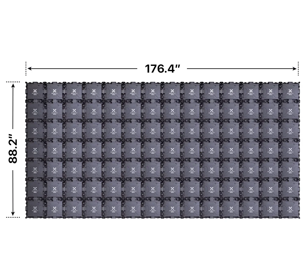 Back elevation of a 7x14 LED sign, 176.4″ wide by 88.2″ tall
