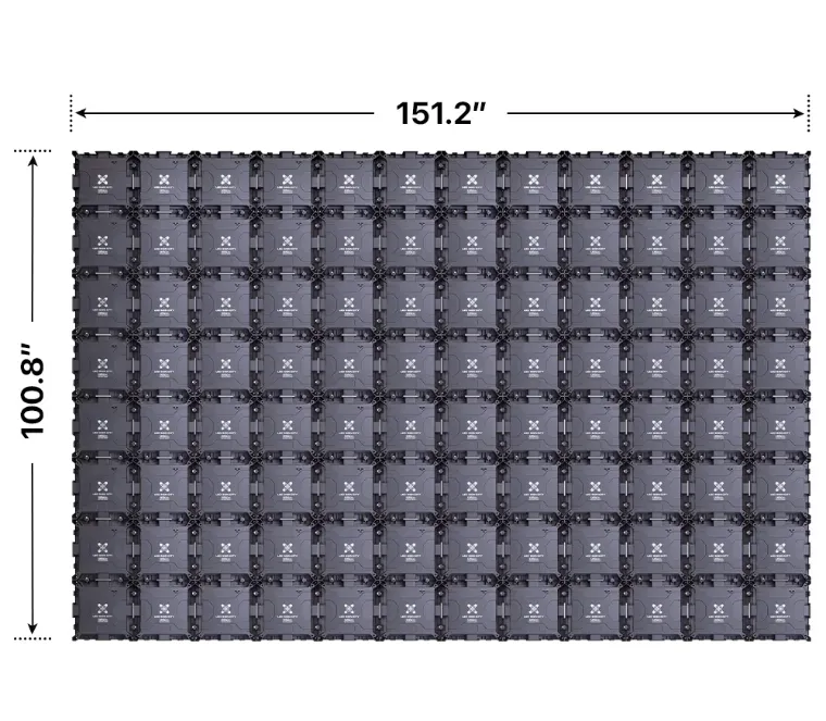 Back elevation of an 8x12 LED sign, 151.2″ wide by 100.8″ tall