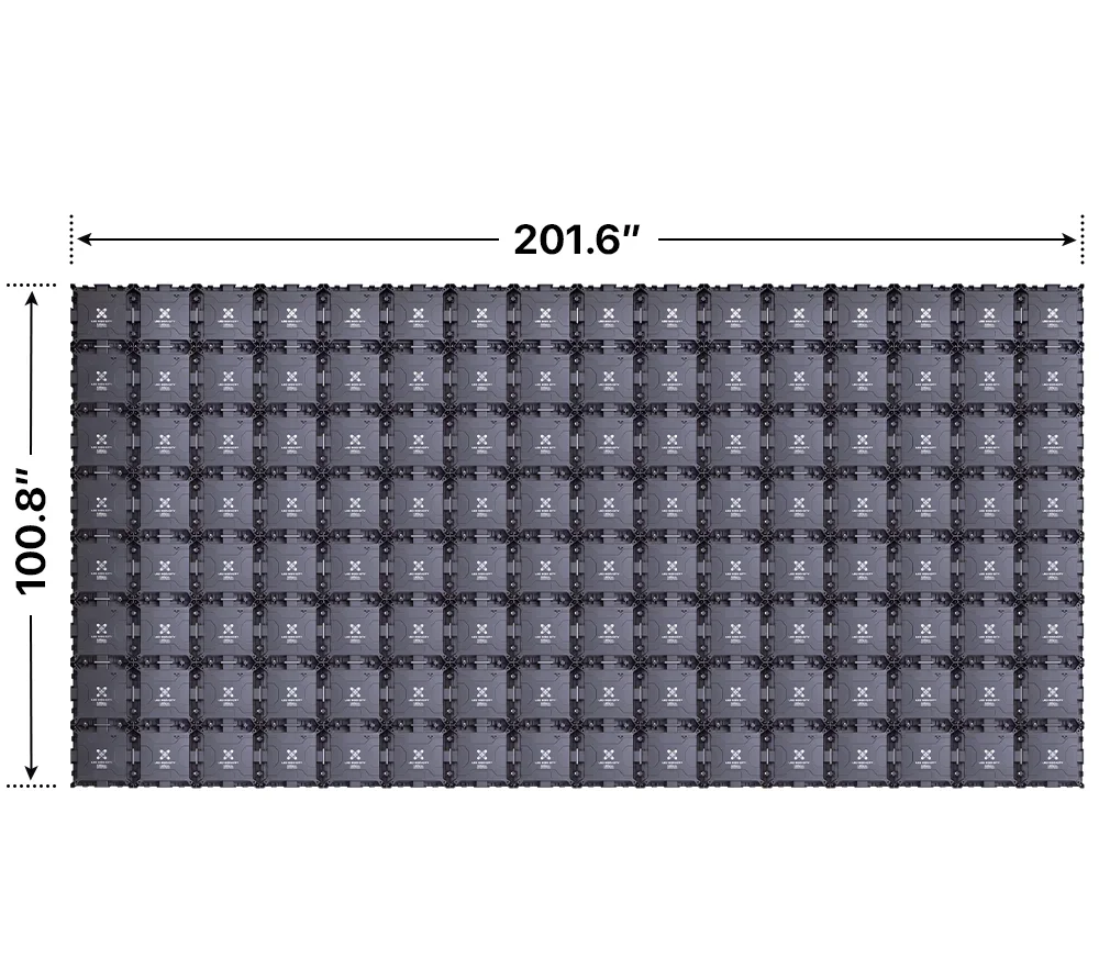 Back elevation of an 8x16 LED sign, 201.6″ wide by 100.8″ tall