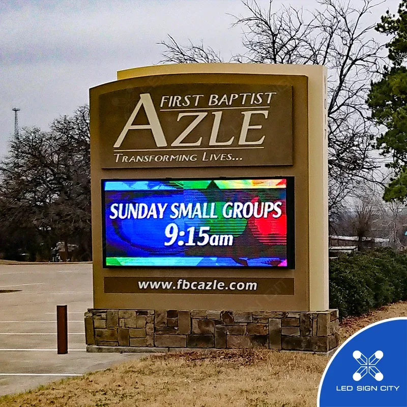 First Baptist Azle church LED monument sign in Azle, TX