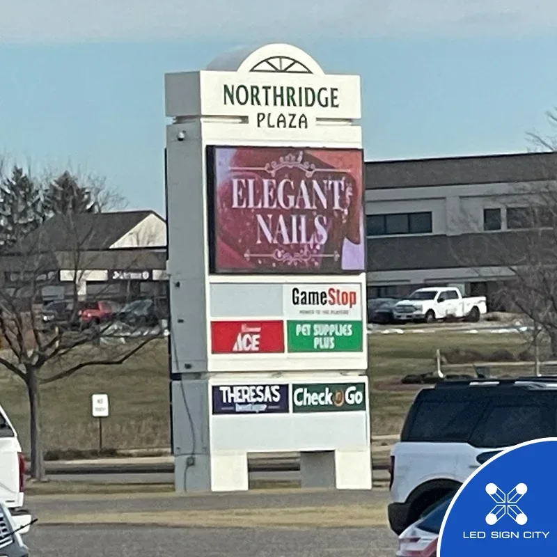 LED sign at Northridge Plaza shopping center