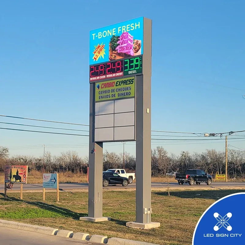 T-Bone Fresh gas station LED price pylon