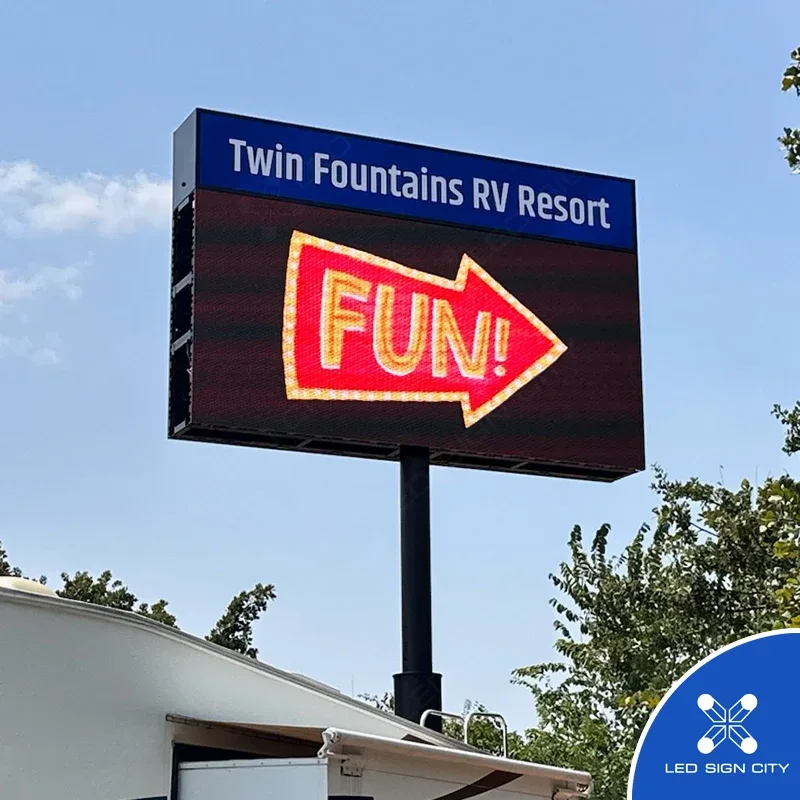 LED sign at Twin Fountains RV park
